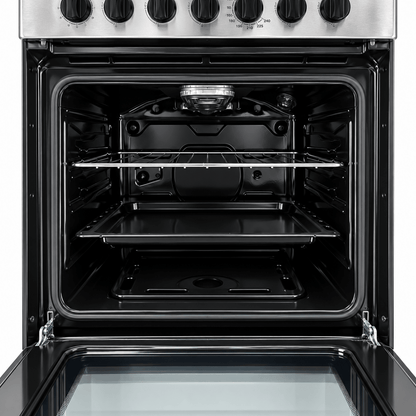 Frigidaire 4-Burner Gas Cooker with 72L Oven – Stainless Steel – 60 × 60 cm - Al Thahani Furniture