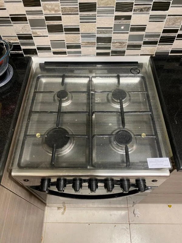 FRIGIDAIRE 60cm 4‑Burner Gas Cooker | Stainless Steel | Fan‑Assisted Oven | Closed Door Grilling - althahanifurniture