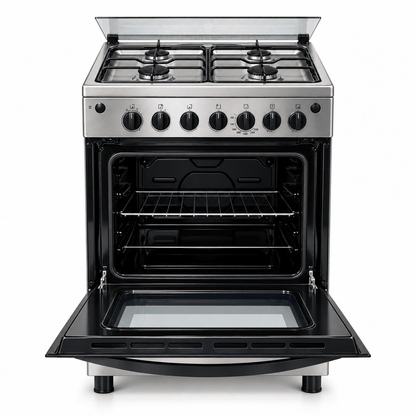 Frigidaire FNGP60JGBS 60 × 60 cm 4-Burner Gas Cooker with 72L Self-Cleaning Oven – Stainless Steel - Al Thahani Furniture