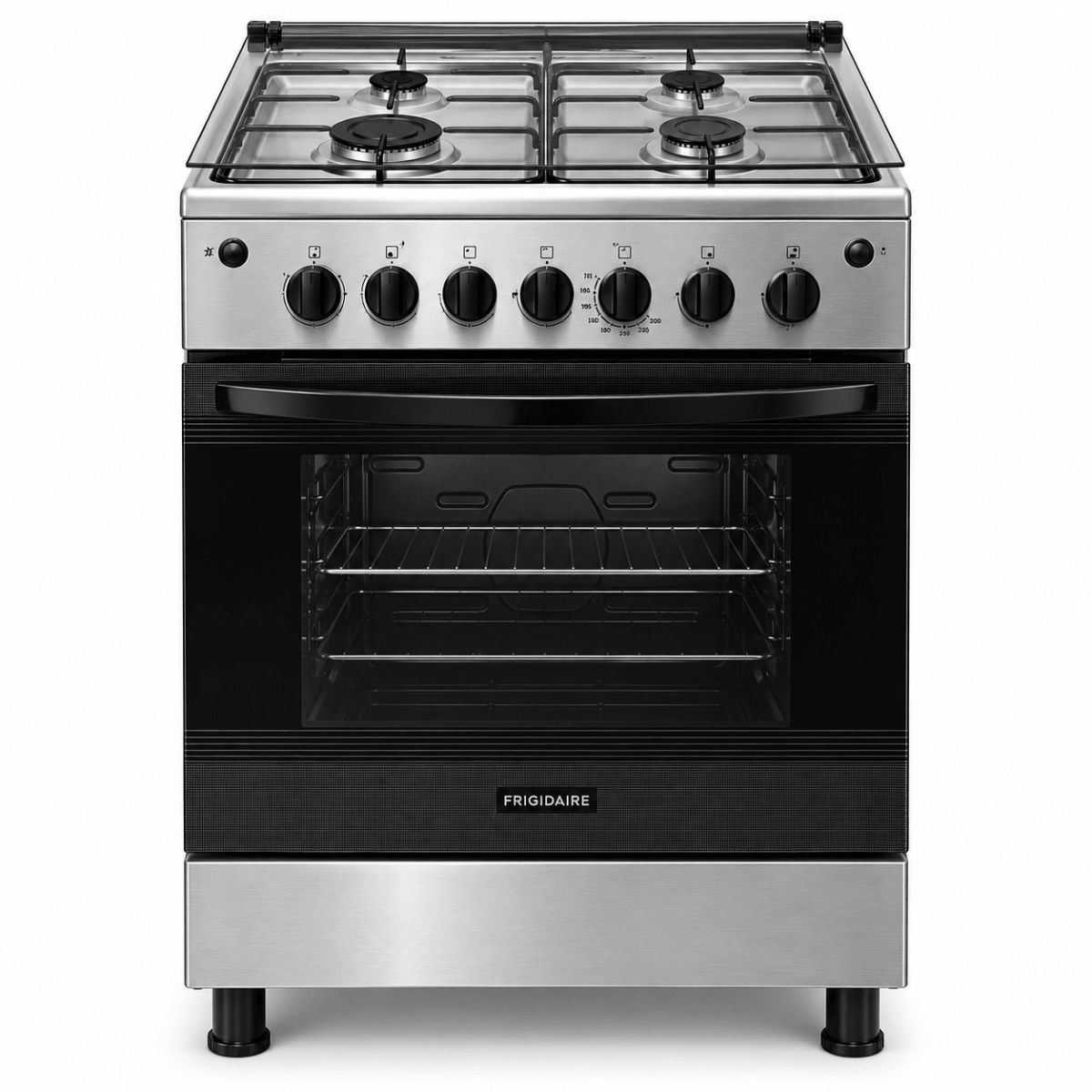 Frigidaire FNGP60JGBS 60 × 60 cm 4-Burner Gas Cooker with 72L Self-Cleaning Oven – Stainless Steel - Al Thahani Furniture