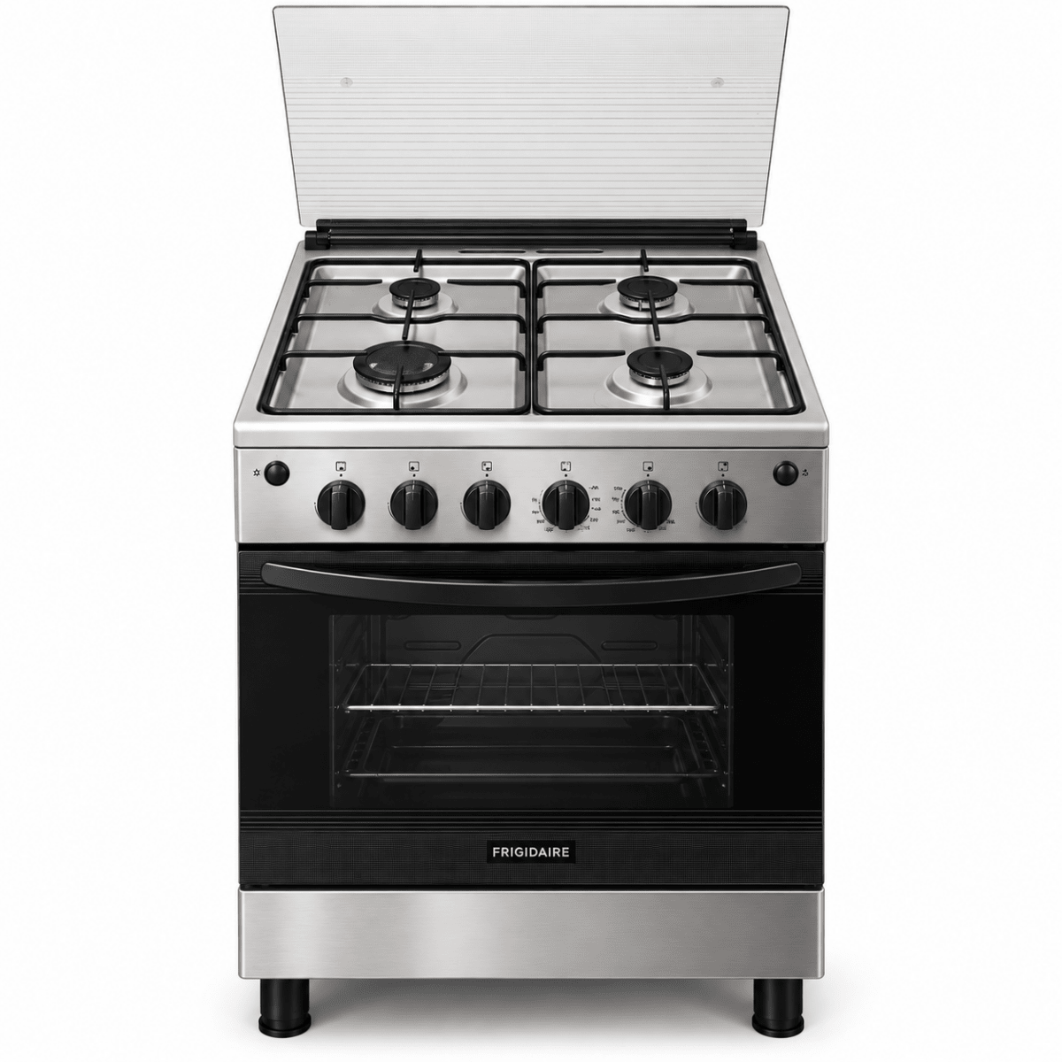 Frigidaire FNGP60JGBS 60 × 60 cm 4-Burner Gas Cooker with 72L Self-Cleaning Oven – Stainless Steel - Al Thahani Furniture