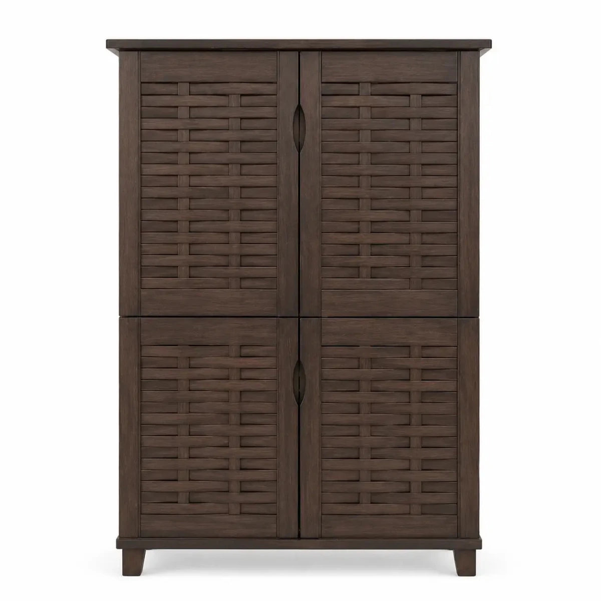 Galaxy Design 4-Door Wooden Shoe Rack & Organizer | Dark Brown, 75x37x132 cm - used 6 months - Al Thahani Furniture