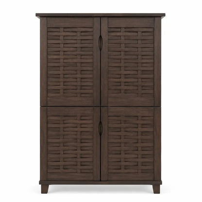 Galaxy Design 4-Door Wooden Shoe Rack & Organizer | Dark Brown, 75x37x132 cm - used 6 months - Al Thahani Furniture