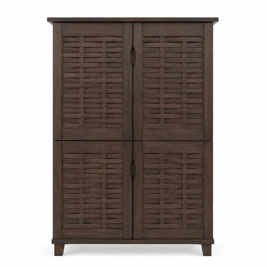 Galaxy Design 4-Door Wooden Shoe Rack & Organizer | Dark Brown, 75x37x132 cm - used 6 months - Al Thahani Furniture