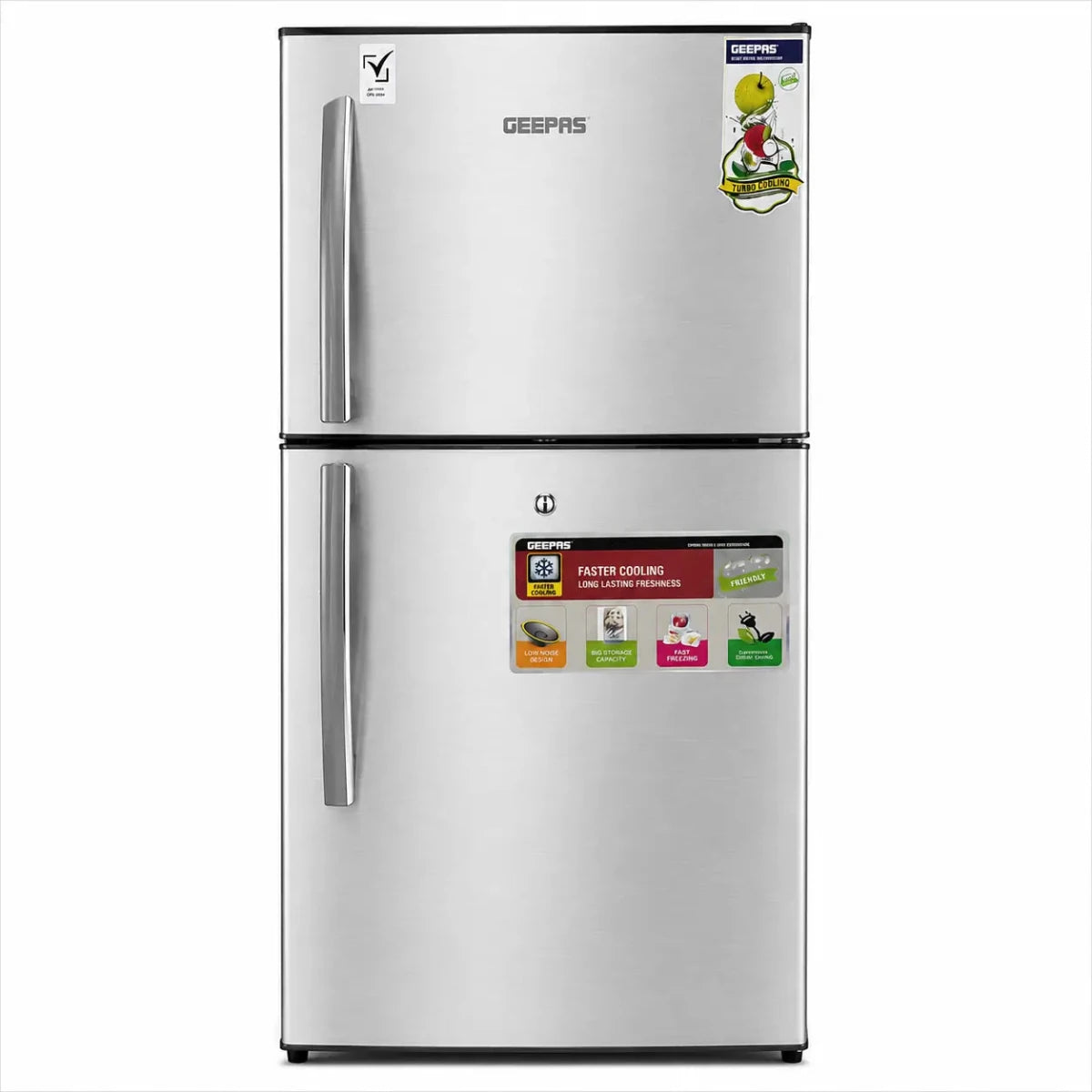 Geepas GRF2209SXE Double-Door Refrigerator | 200L Gross, Direct Cool, Dark Silver - used 4 months - Al Thahani Furniture