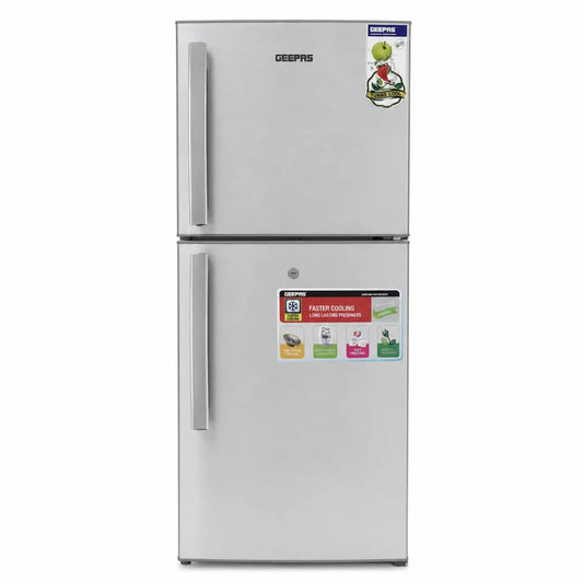 Geepas GRF2209SXE Double - Door Refrigerator | 200L, Silver - used 6 months - Al Thahani Furniture
