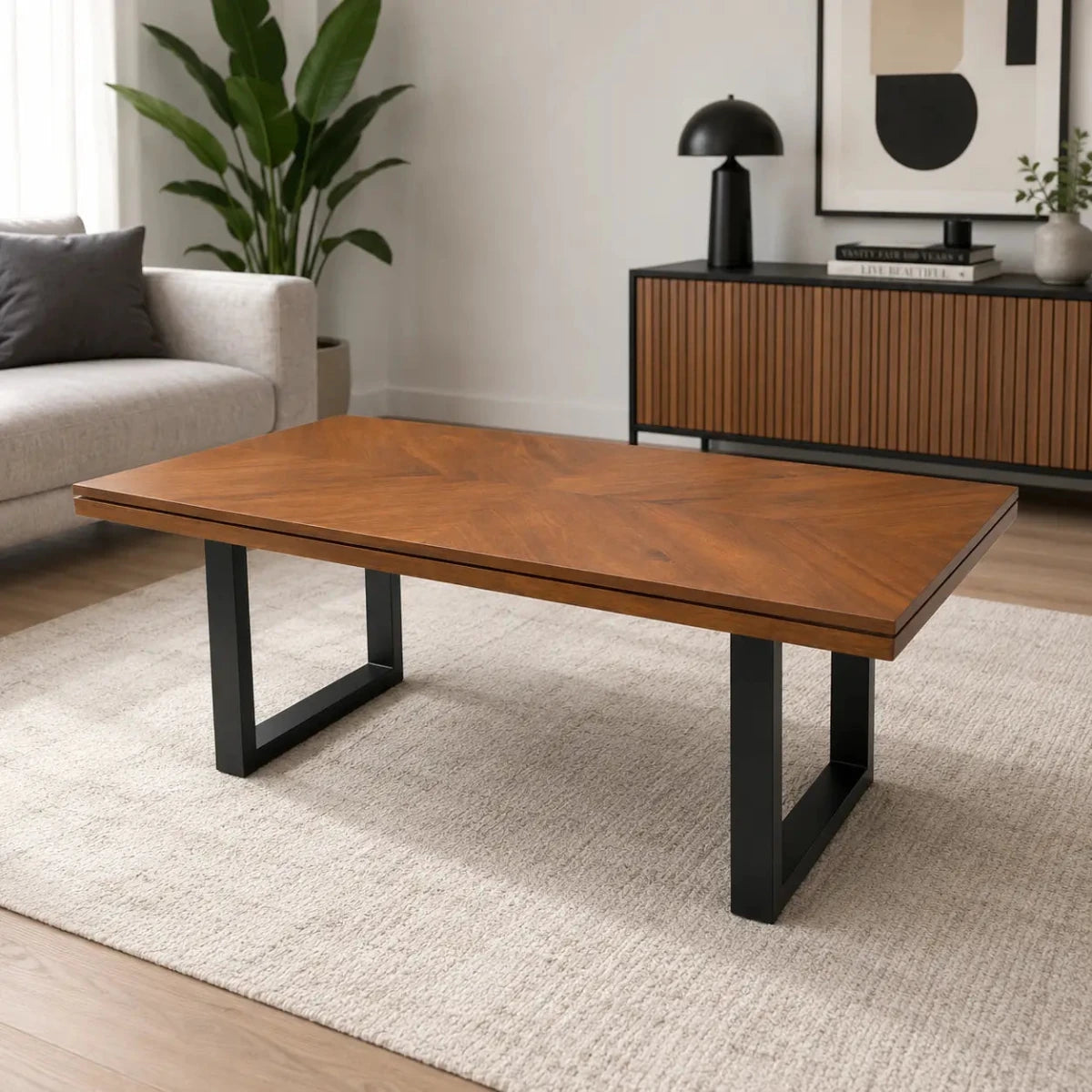 Geometric Marquetry Coffee Table Set - used 6 months - Al Thahani Furniture
