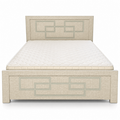 Geora Queen Bed with Mattress – 150 × 190 cm – Textured Beige - Al Thahani Furniture