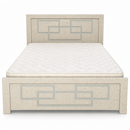 Geora Queen Bed with Mattress – 150 × 190 cm – Textured Beige - Al Thahani Furniture