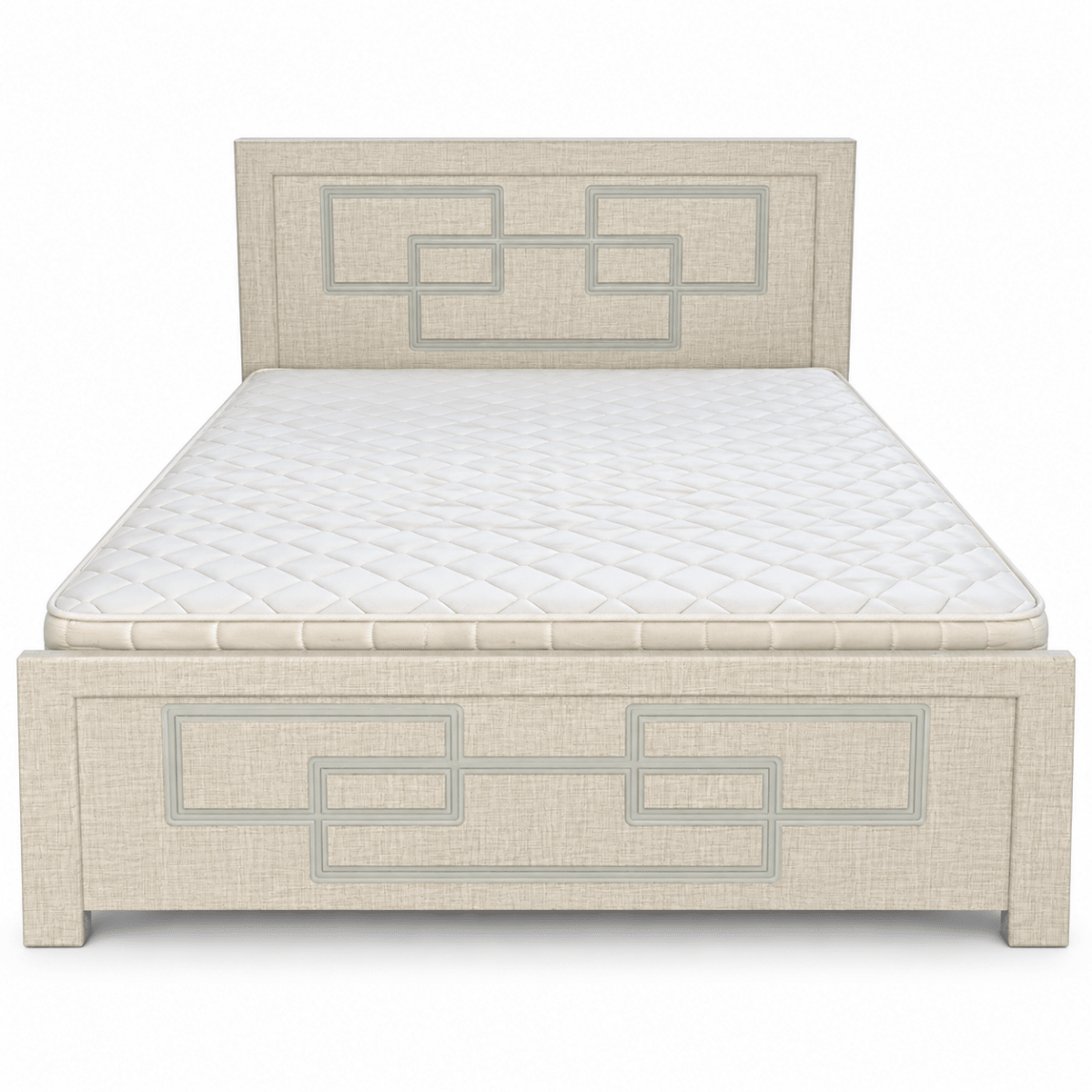 Geora Queen Bed with Mattress – 150 × 190 cm – Textured Beige - Al Thahani Furniture