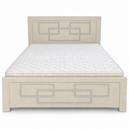 Geora Queen Bed with Mattress – 150 × 190 cm – Textured Beige - Al Thahani Furniture