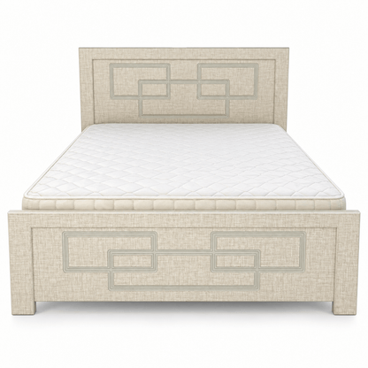 Geora Queen Bed with Mattress – 150 × 190 cm – Textured Beige - Al Thahani Furniture