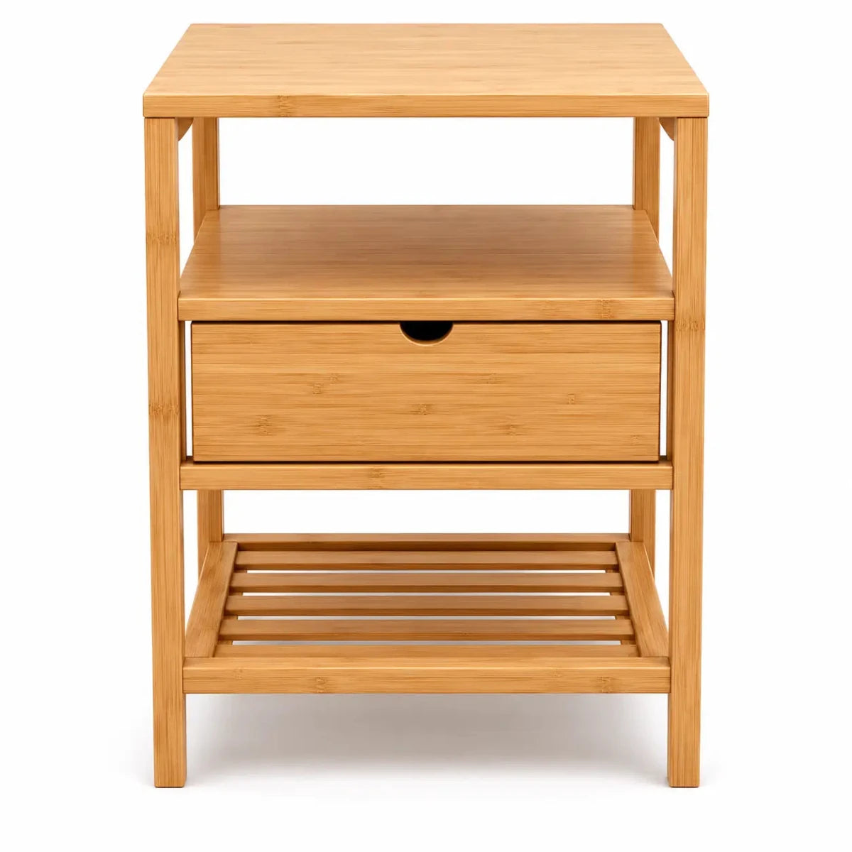 Giantex Bamboo Nightstand | Natural - used 2 months - Al Thahani Furniture