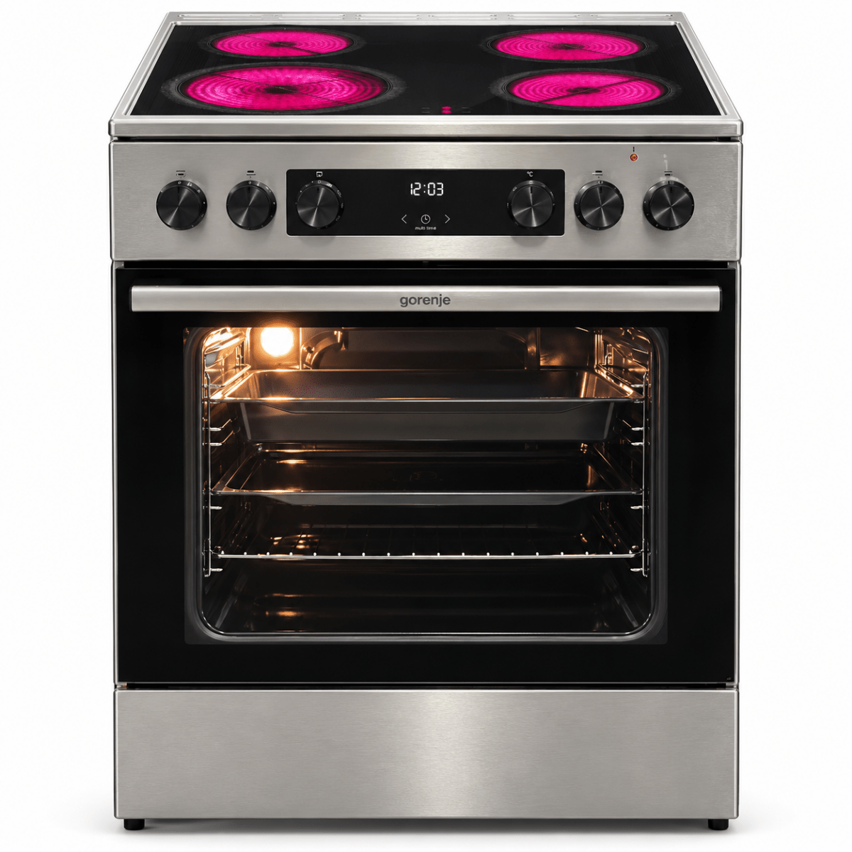 Gorenje GECS6C70XC 60cm Ceramic Electric Cooker – 71L Multifunction Oven – Stainless Steel - Al Thahani Furniture