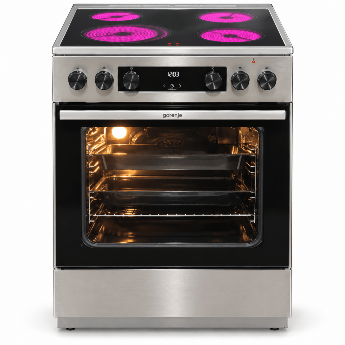 Gorenje GECS6C70XC 60cm Ceramic Electric Cooker – 71L Multifunction Oven – Stainless Steel - Al Thahani Furniture