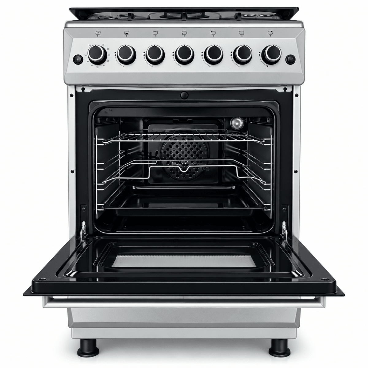 Gratus FCR604KTSS1 60 × 60 cm 4-Burner Full Gas Cooker with 64L Oven – Stainless Steel - Al Thahani Furniture
