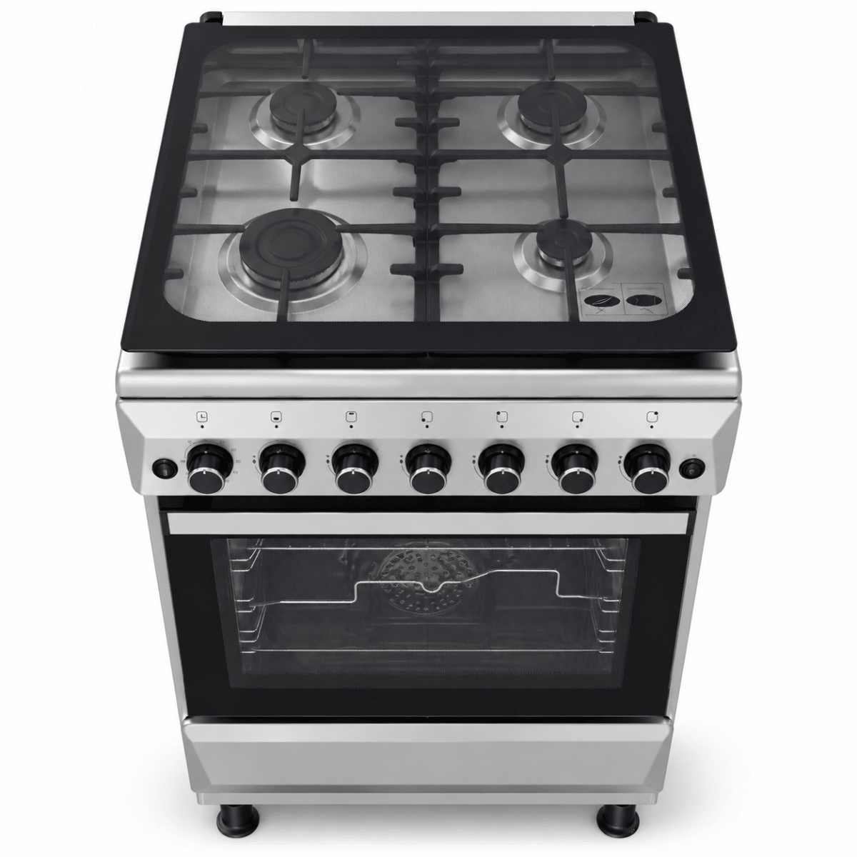 Gratus FCR604KTSS1 60 × 60 cm 4-Burner Full Gas Cooker with 64L Oven – Stainless Steel - Al Thahani Furniture