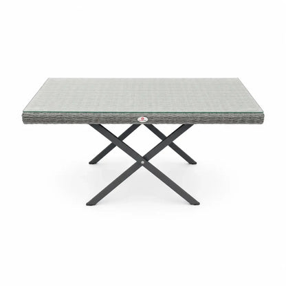 Grey Rattan 7-Piece Modular Outdoor Sectional Set | PE Rattan, Tempered Glass Table - used 1.5 Years - Al Thahani Furniture