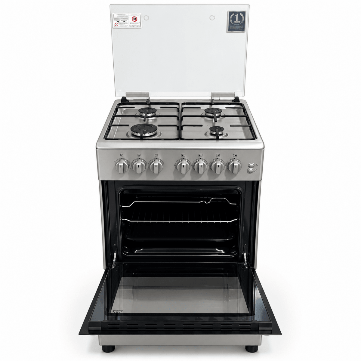 Haier 4-Burner Gas Cooker with Oven & Grill – 60 cm – Inox Silver - Al Thahani Furniture