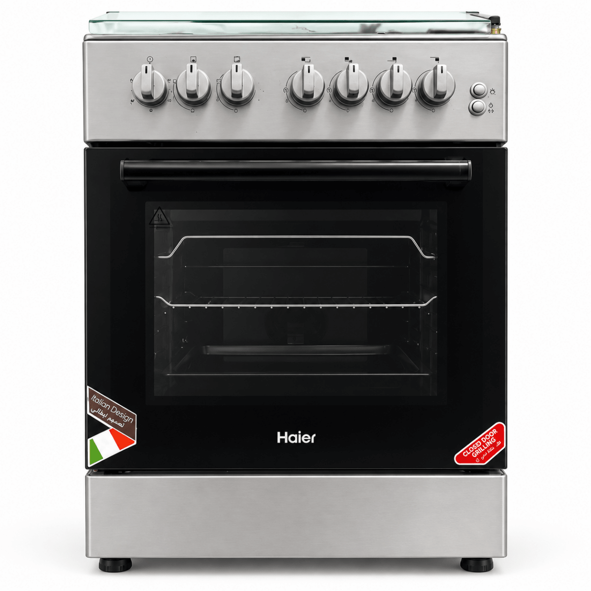 Haier 4-Burner Gas Cooker with Oven & Grill – 60 cm – Inox Silver - Al Thahani Furniture