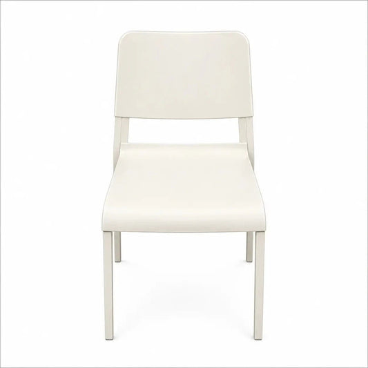 Hannes & Fritz Minimalist Armless Dining Chair | Light Grey, Galvanized Steel - used 4 months - Al Thahani Furniture