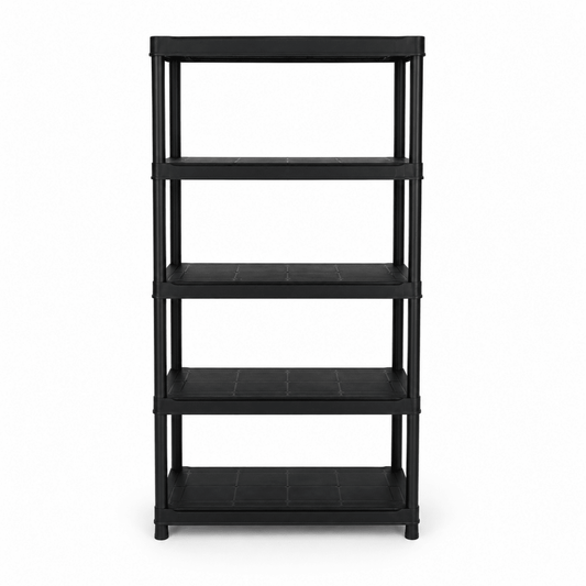 Heavy-Duty 5-Tier Plastic Storage Shelf | Black - Al Thahani Furniture