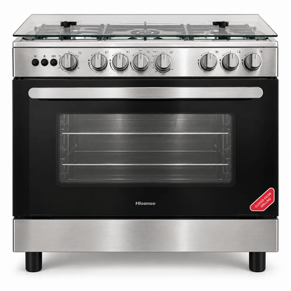 Hisense HFG90335RX 90 cm 5-Burner Freestanding Gas Cooker – Stainless Steel - Al Thahani Furniture