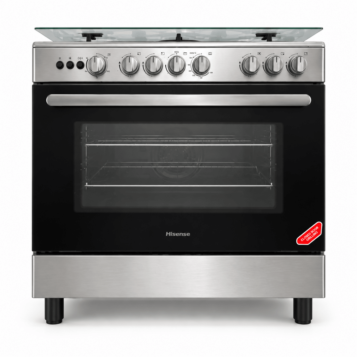 Hisense HFG90335RX 90 cm 5-Burner Freestanding Gas Cooker – Stainless Steel - Al Thahani Furniture