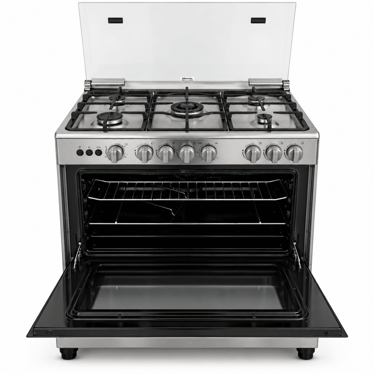 Hisense HFG90335RX 90 cm 5-Burner Freestanding Gas Cooker – Stainless Steel - Al Thahani Furniture