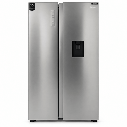 Hisense HS91518D3 670L Side-by-Side Inverter Refrigerator with Water Dispenser – Silver - Al Thahani Furniture