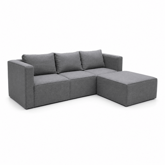 Hofer L-Shaped Modular Sectional Sofa | Low-Profile, Block-Style, Reversible Chaise - used 4 months - Al Thahani Furniture