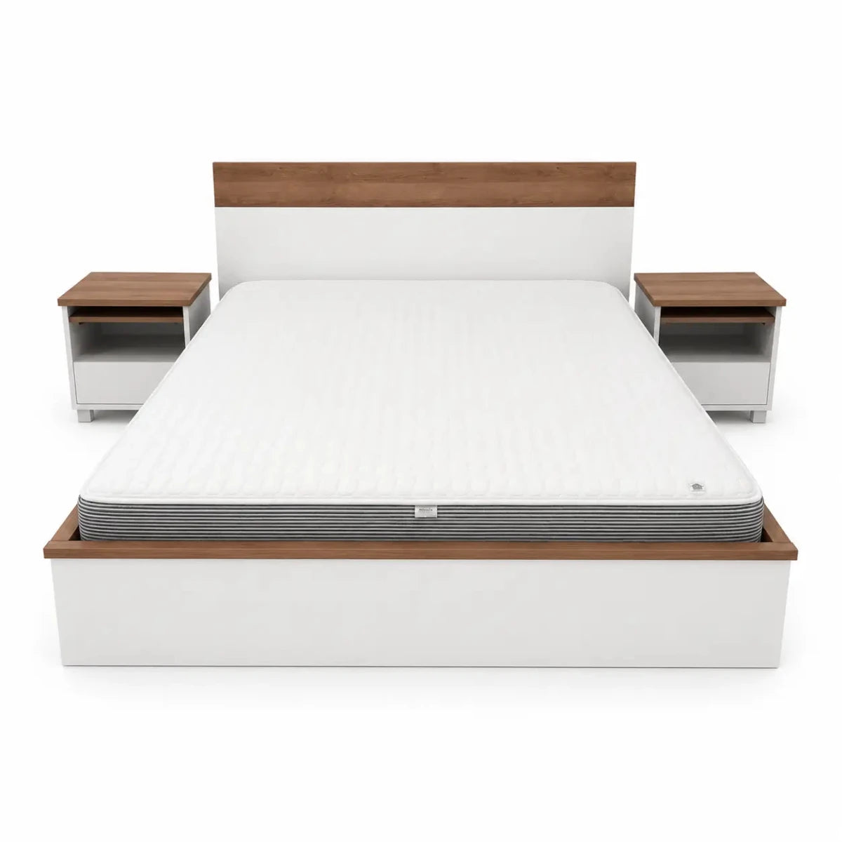 Holten King Bedroom Set with Storage, Dresser & Side Tables | White & Oak, 180x200 cm - used 10 months - Al Thahani Furniture