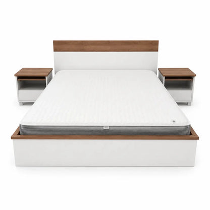 Holten King Bedroom Set with Storage, Dresser & Side Tables | White & Oak, 180x200 cm - used 10 months - Al Thahani Furniture