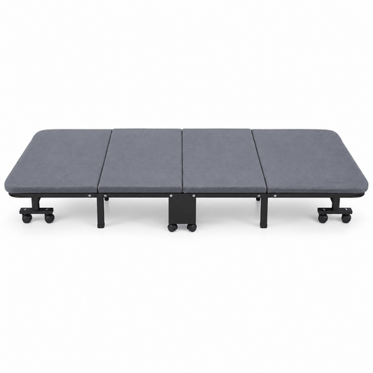 HOMCOM Folding Convertible Single Guest Bed & Ottoman – Grey – 201 × 75 cm - Al Thahani Furniture