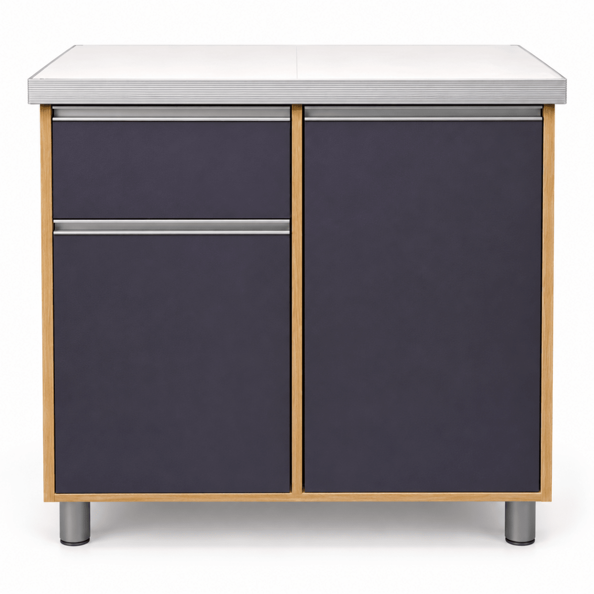Home Box 2-Door Kitchen Cabinet with Drawer – Charcoal Grey & Oak Effect - Al Thahani Furniture