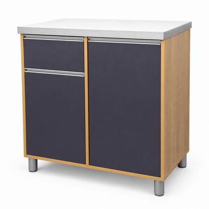 Home Box 2-Door Kitchen Cabinet with Drawer – Charcoal Grey & Oak Effect - Al Thahani Furniture