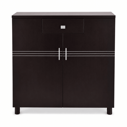 Home Box 2-Door Shoe Cabinet with Drawer – Dark Brown – 90 × 32 × 106 cm - Al Thahani Furniture