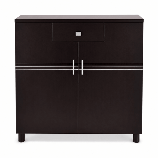 Home Box 2-Door Shoe Cabinet with Drawer – Dark Brown – 90 × 32 × 106 cm - Al Thahani Furniture