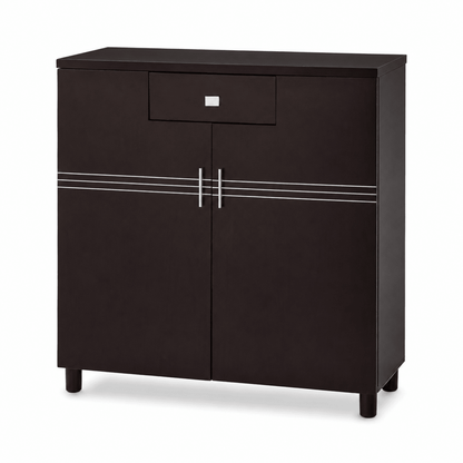Home Box 2-Door Shoe Cabinet with Drawer – Dark Brown – 90 × 32 × 106 cm - Al Thahani Furniture