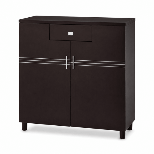 Home Box 2-Door Shoe Cabinet with Drawer – Dark Brown – 90 × 32 × 106 cm - Al Thahani Furniture