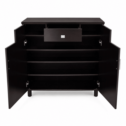 Home Box 2-Door Shoe Cabinet with Drawer – Dark Brown – 90 × 32 × 106 cm - Al Thahani Furniture