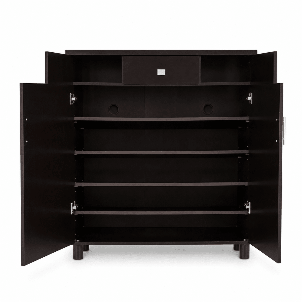 Home Box 2-Door Shoe Cabinet with Drawer – Dark Brown – 90 × 32 × 106 cm - Al Thahani Furniture