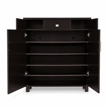 Home Box 2-Door Shoe Cabinet with Drawer – Dark Brown – 90 × 32 × 106 cm - Al Thahani Furniture