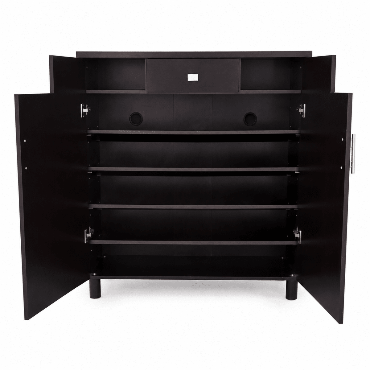 Home Box 2-Door Shoe Cabinet with Drawer – Dark Brown – 90 × 32 × 106 cm - Al Thahani Furniture