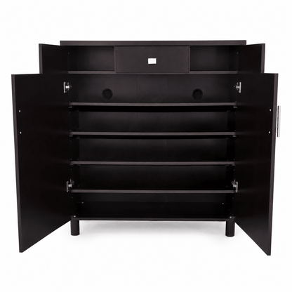 Home Box 2-Door Shoe Cabinet with Drawer – Dark Brown – 90 × 32 × 106 cm - Al Thahani Furniture