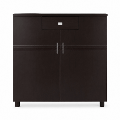 Home Box 2-Door Shoe Cabinet with Drawer – Dark Brown – 90 × 32 × 106 cm - Al Thahani Furniture