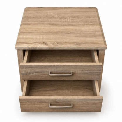 Home Box 2-Drawer Nightstand – Light Oak Wood Finish - Al Thahani Furniture