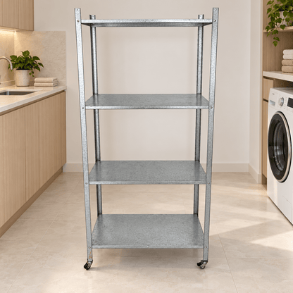 Home Box 3-Tier Galvanized Steel Storage Rack with Caster Wheels – Silver - Al Thahani Furniture