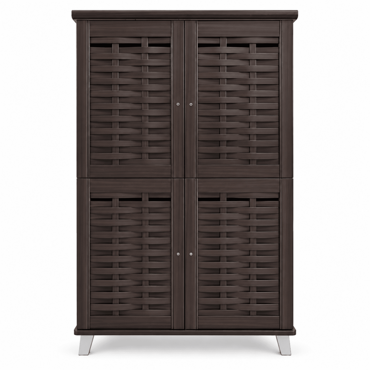 Home Box 4-Door Shoe Cabinet with Woven Design – Dark Brown - Al Thahani Furniture