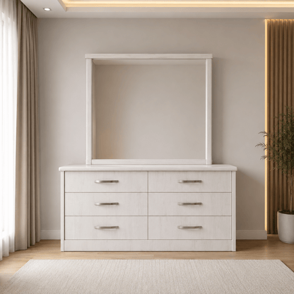 Home Box 6-Drawer Dresser with Integrated Mirror | Modern, 120x45x75/178 cm- used 1 Year - Al Thahani Furniture